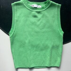 Zara Bright Green Sleeveless Crop Top
